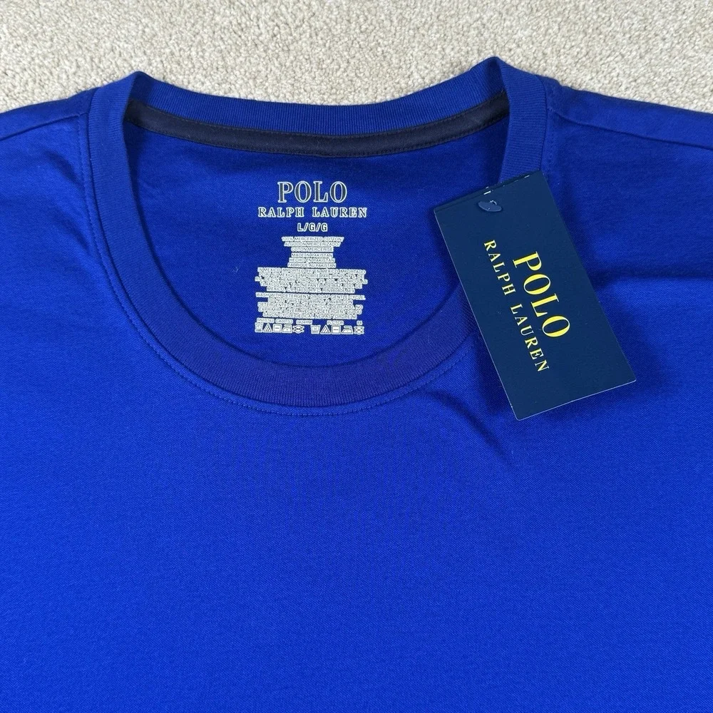 Polo Ralph Lauren Men Large Blue Short Sleeve Crew Neck Long T-Shirt Lounge Wear